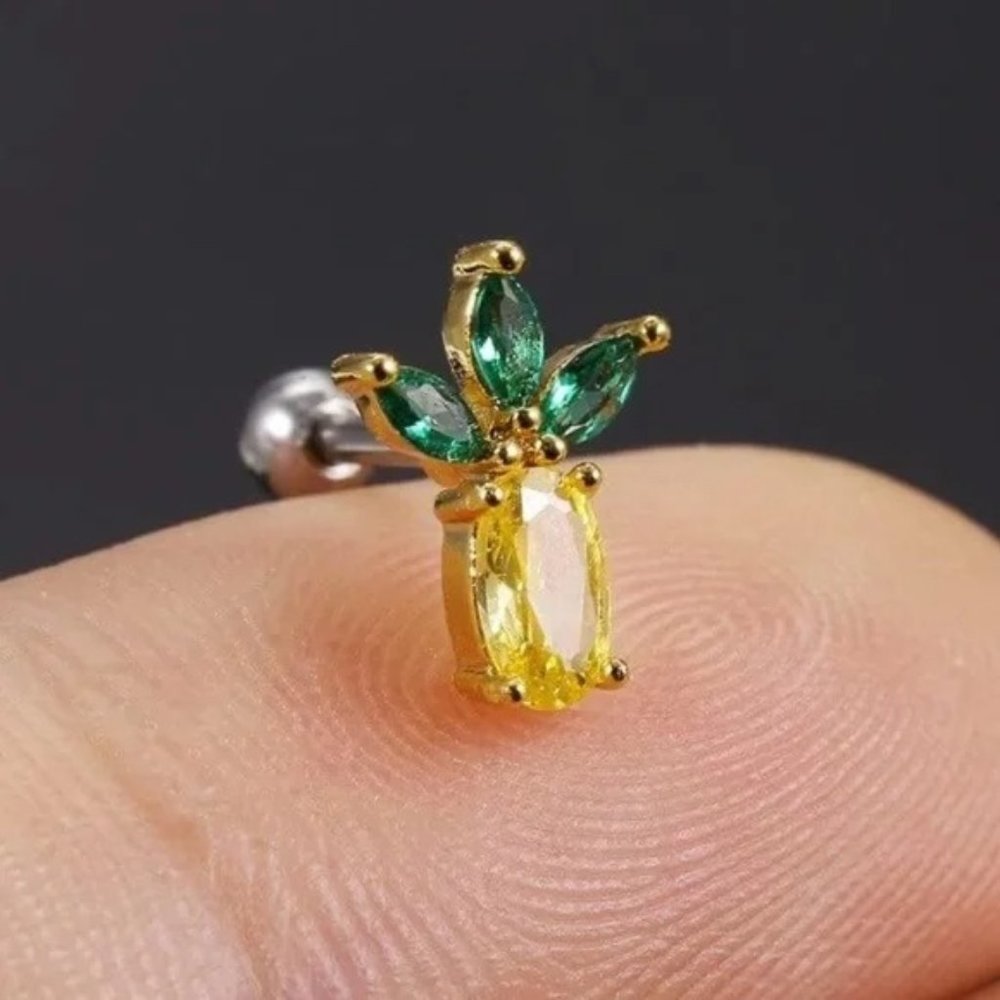 Fruit Stud Pineapple Earrings 18K Gold Pineapple Summer Jewelry for Summer 🍍
